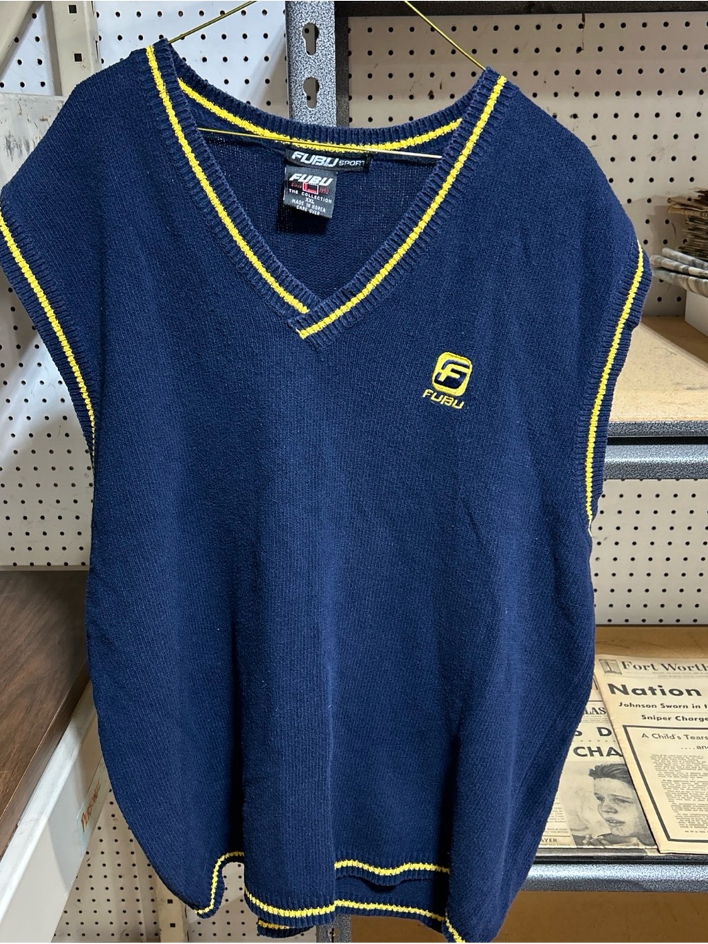 Fubu Sport Navy Embroidered Logo Sweater Vest Men’s Size XXL